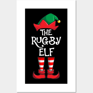 Rugby Elf Matching Family Christmas Posters and Art